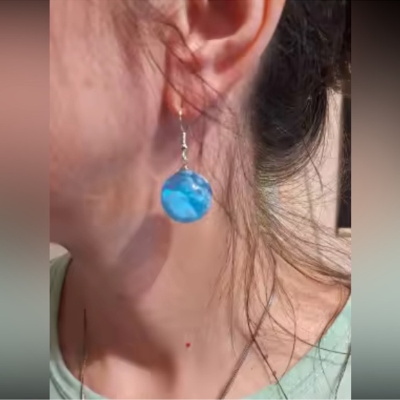 Blue Cloud Sphere Earrings - Picture 8 of 12